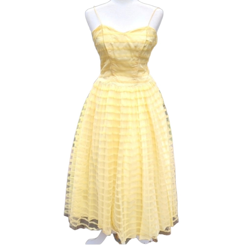 True vintage cupcake tulle Vintage Yellow Midi Dress